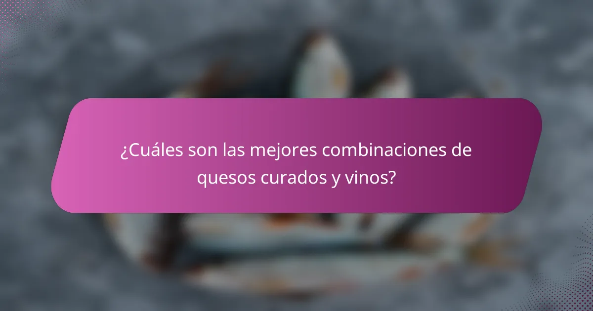 ¿Cuáles son las mejores combinaciones de quesos curados y vinos?