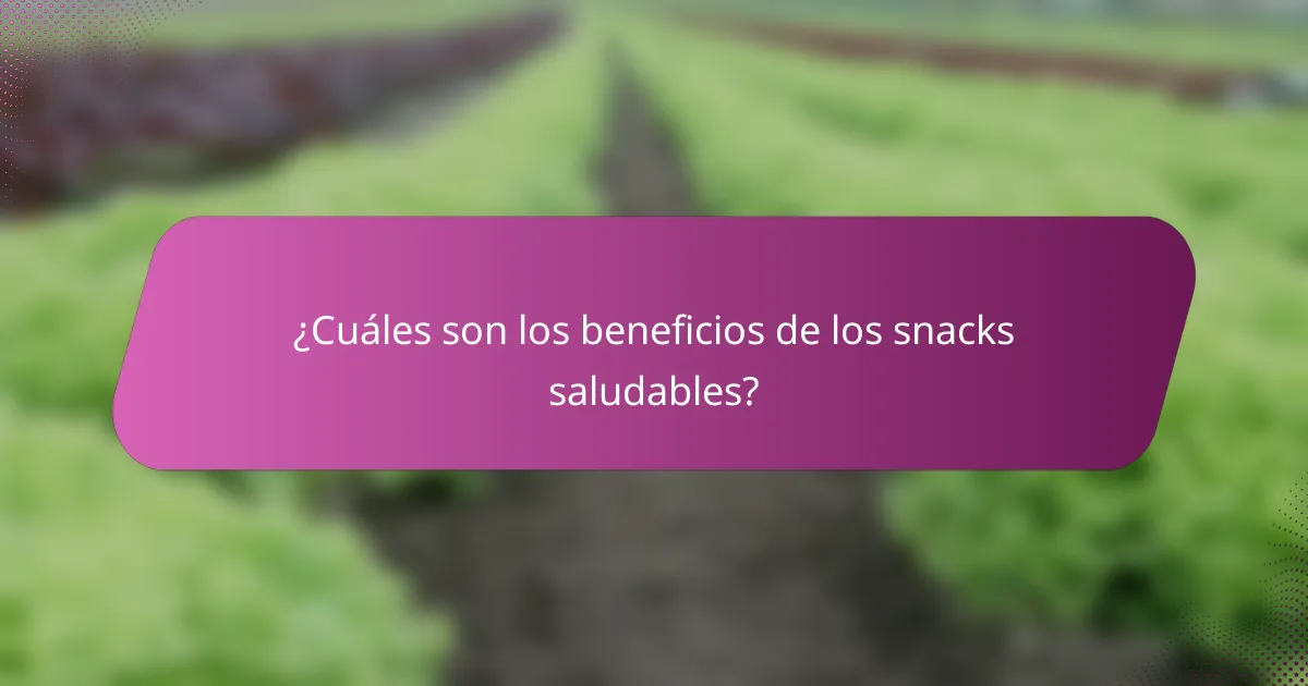 ¿Cuáles son los beneficios de los snacks saludables?