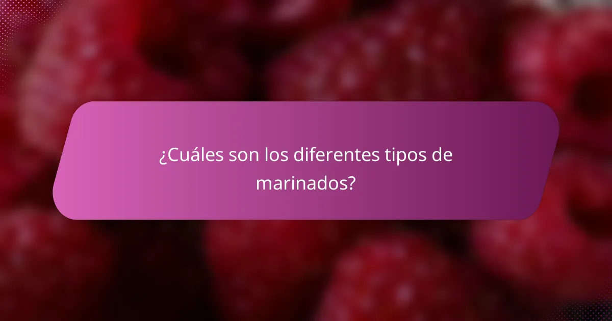 ¿Cuáles son los diferentes tipos de marinados?